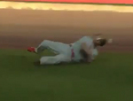 Phillies' Victorino Throws Ball Wro