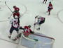 Puck Ricochets In Off Capitals Perreault's Face