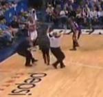 Woman Wanders onto Court During Nug